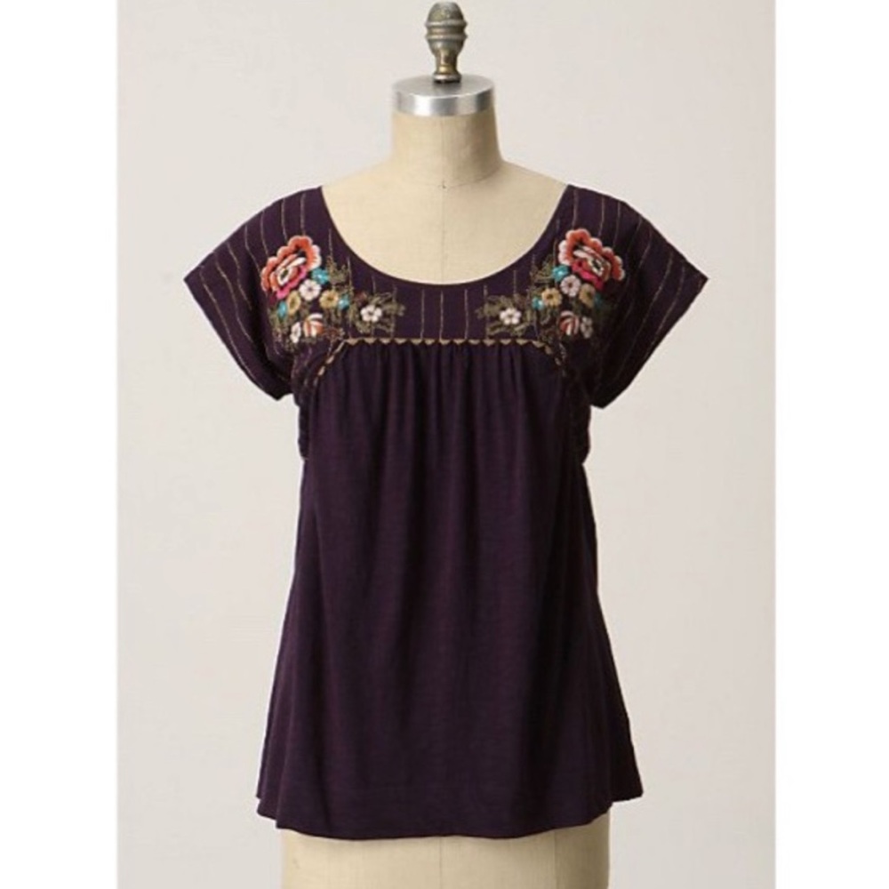 Anthropologie Hacienda Embroidered Blouse